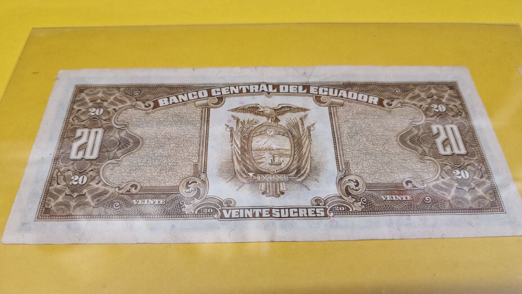 Banknoten: Ecuador 20 Sucres 1986 – Gebraucht aus Herisau von Antiques.AR 1