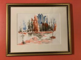 Sehr Schönes Bild Aquarell auf Papier unten Monogramm V.G.