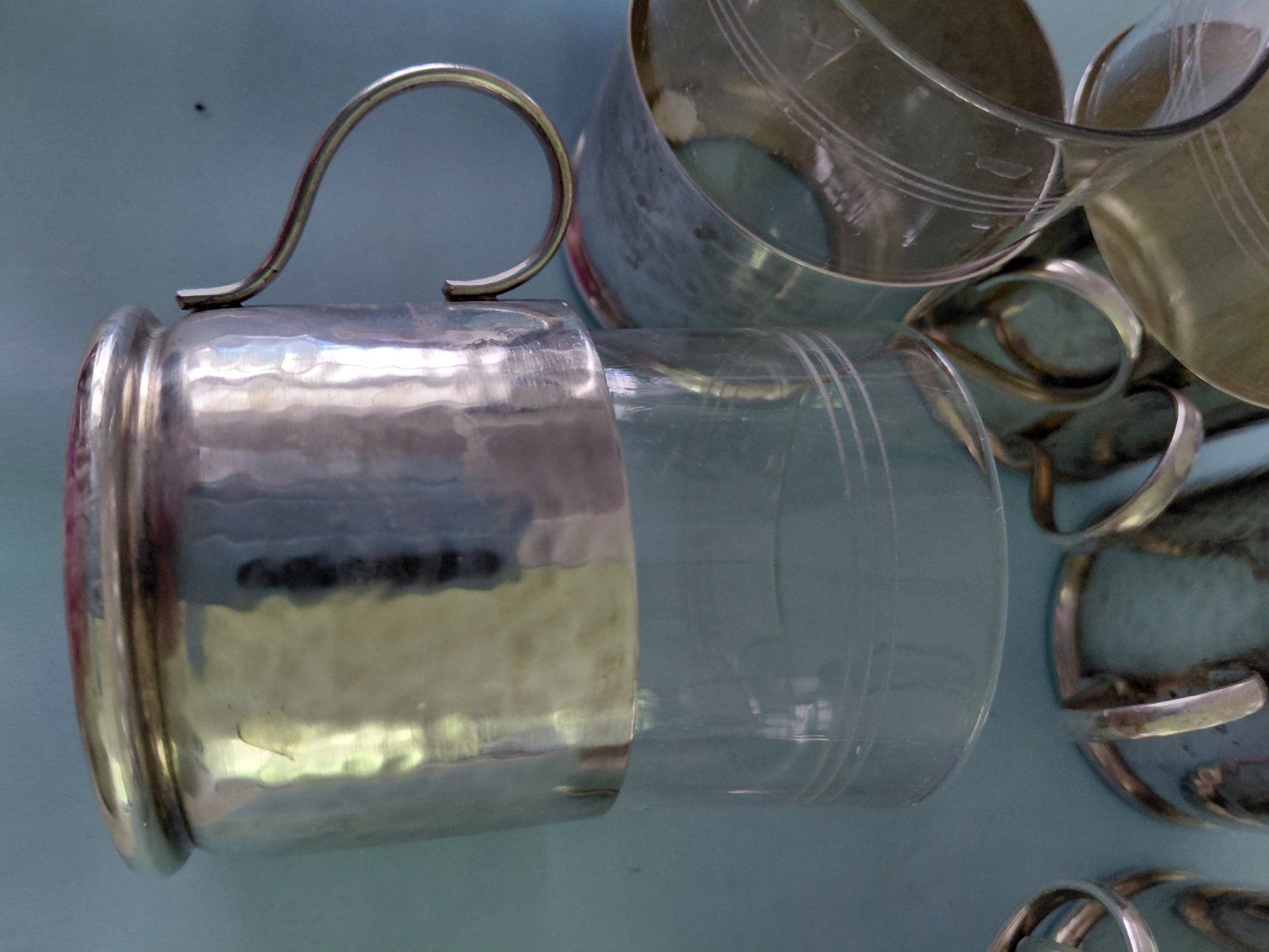 Gläser: 6 versilberte Halter mit Orginalgläsern – Gebraucht aus Zürich von Rosys 4