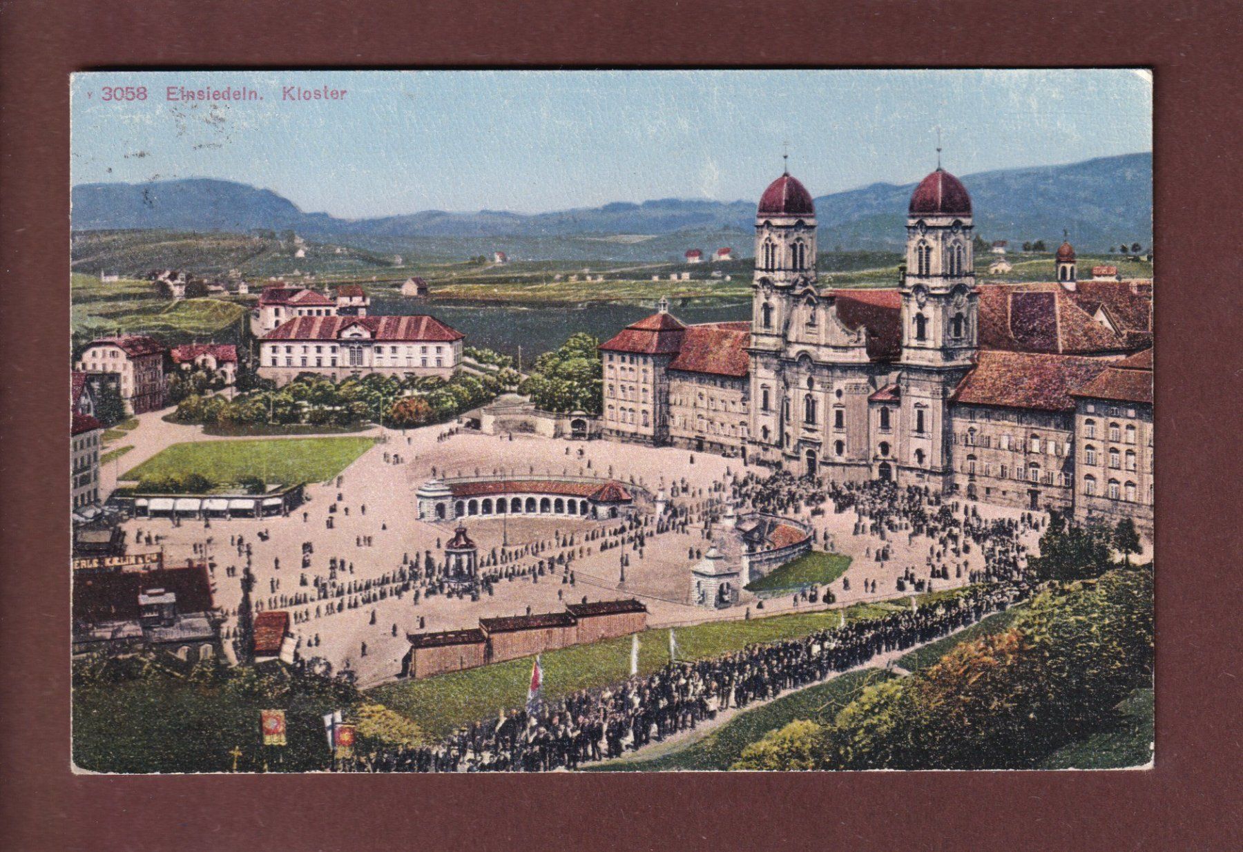 Cartoline postali: EINSIEDELN - Kloster - Leute - 1924 – Usato da Pully venduto da nicecards