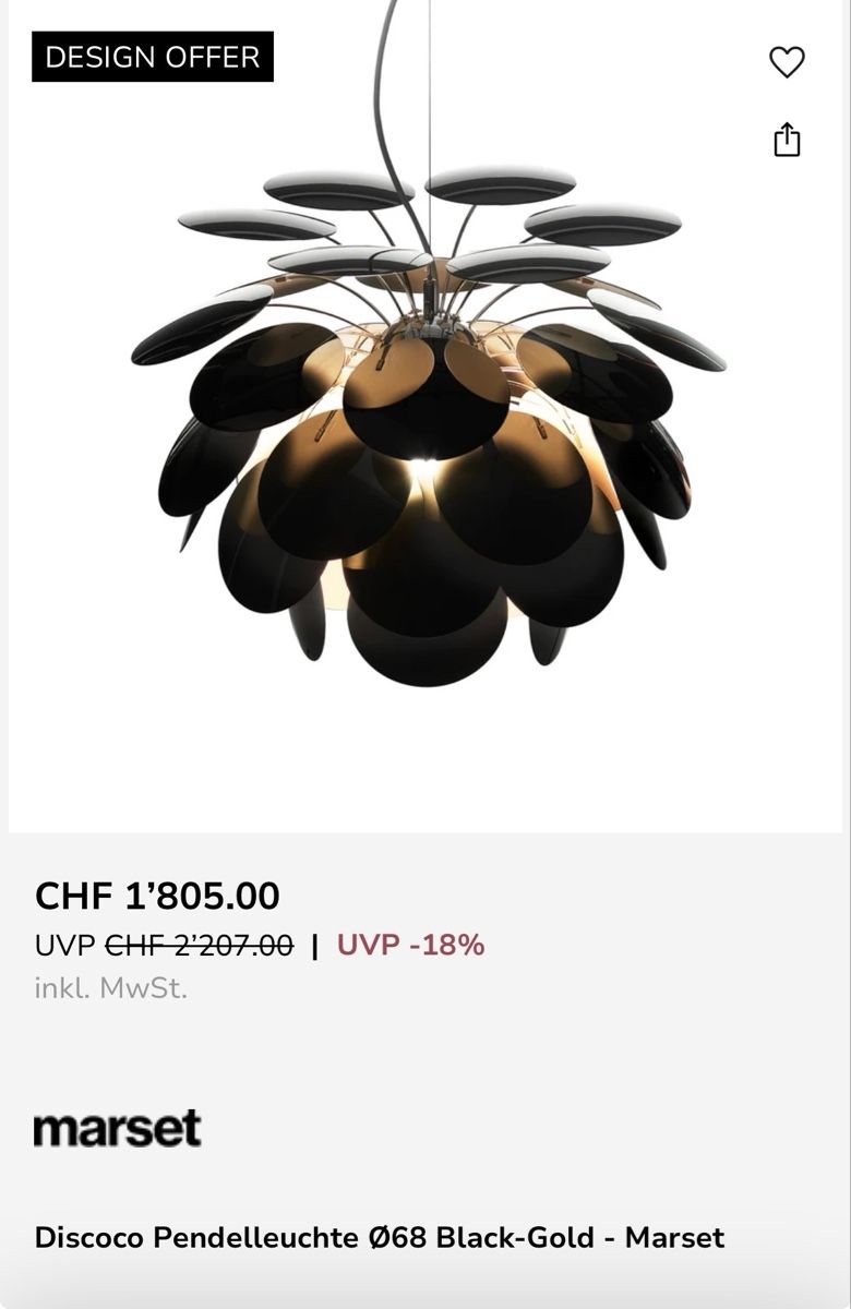 Marset Lampade: Marset Discoco Pendelleuchte Ø68 Black-Gold – Usato da Bergdietikon venduto da SandroE 1
