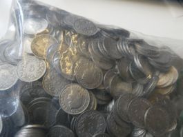 Schweiz, Riesenlot alte 5-Räppler, 1020 gr. ca. 550 Stück