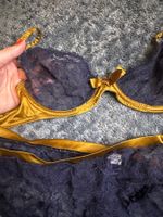 Ensemble lingerie bleu marine et doré, taille 75B/34 ✨