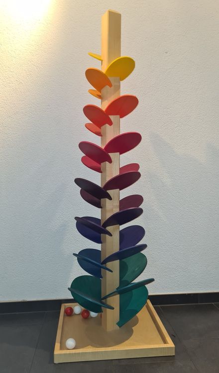 Klang Murmelbahn Regenbogen - Holz Kugelbahn Mit 10 Bällen Ab 3 Jahre