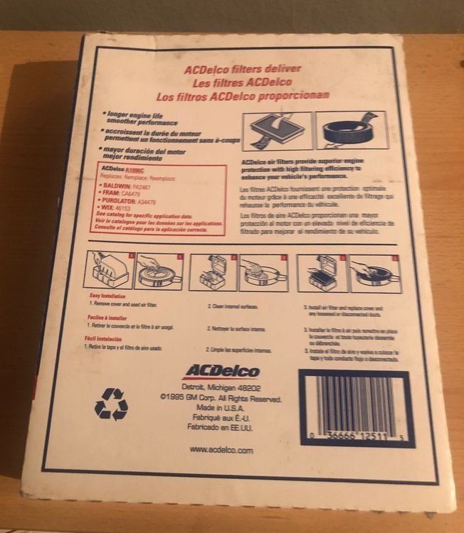 Tutti pezzi di ricambio auto: AC Delco Luftfilter A1096C 25096932 NOS – Nuovo e nell'imballaggio originale da Neuenhof venduto da Boh1 1