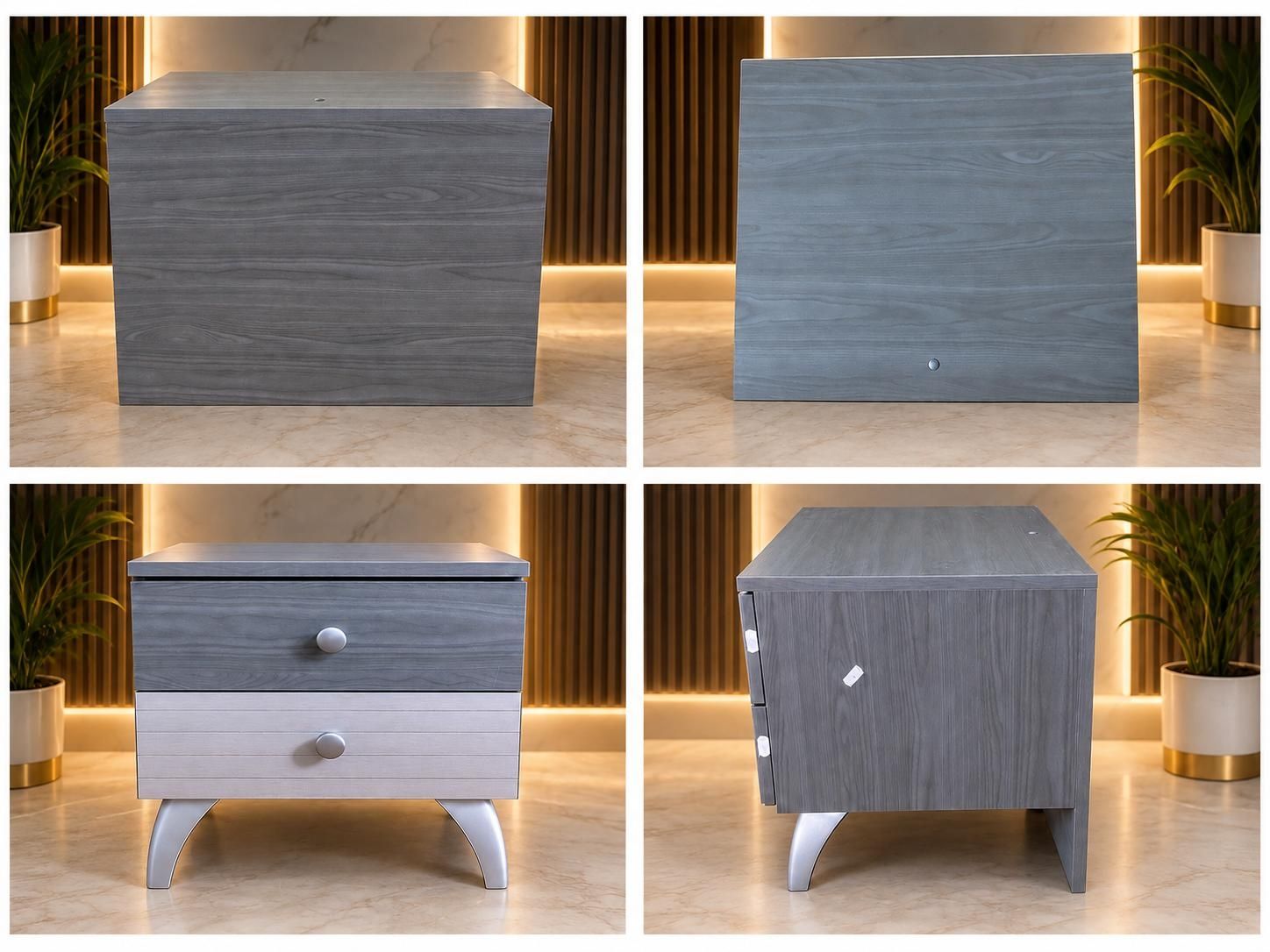 Commodes: Retro/Y2K bedside table "Silver" - unused, circa 2004.  – Neuf (Voir description) à Zürich par jjr_62ng