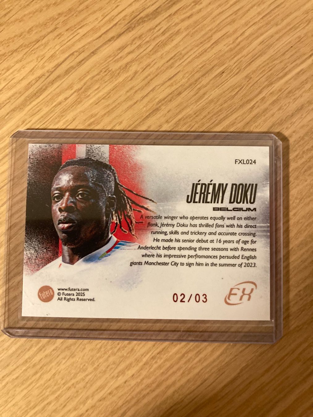 Carte collezionabili: Futera FX 2025 - Jérémy Doku /3 – Usato da La Tour-de-Peilz venduto da Tyalos_Cards 1