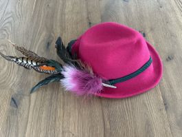 Filzhut pink Grösse 56 mit edlen Federn
