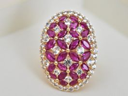 Damen Ring aus Silber, vergoldet, gross, Gr.6-6,5