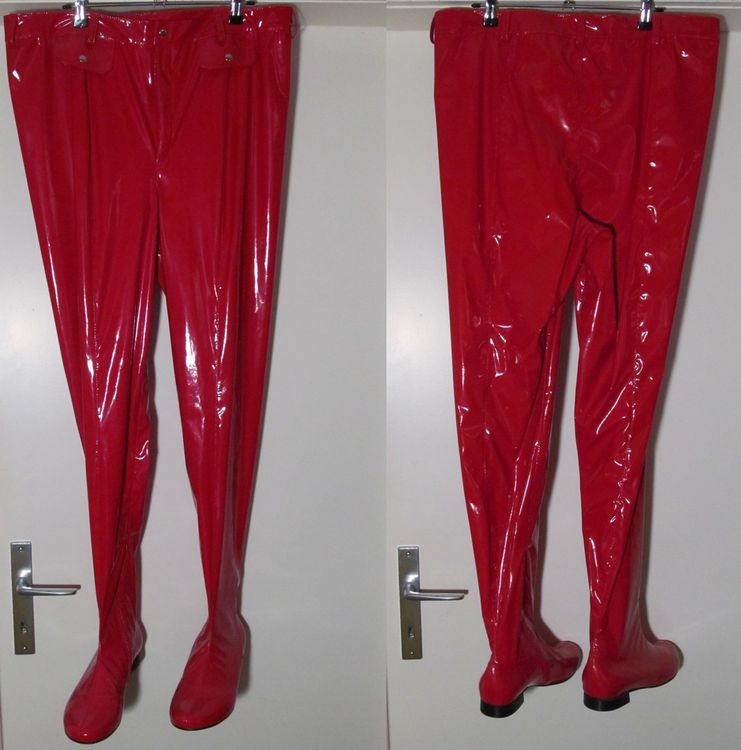 Lack Pu Stiefelette Knöchel Rot , Gr. 40 - 47 RV, Neu, 14 Cm Absatz, PL