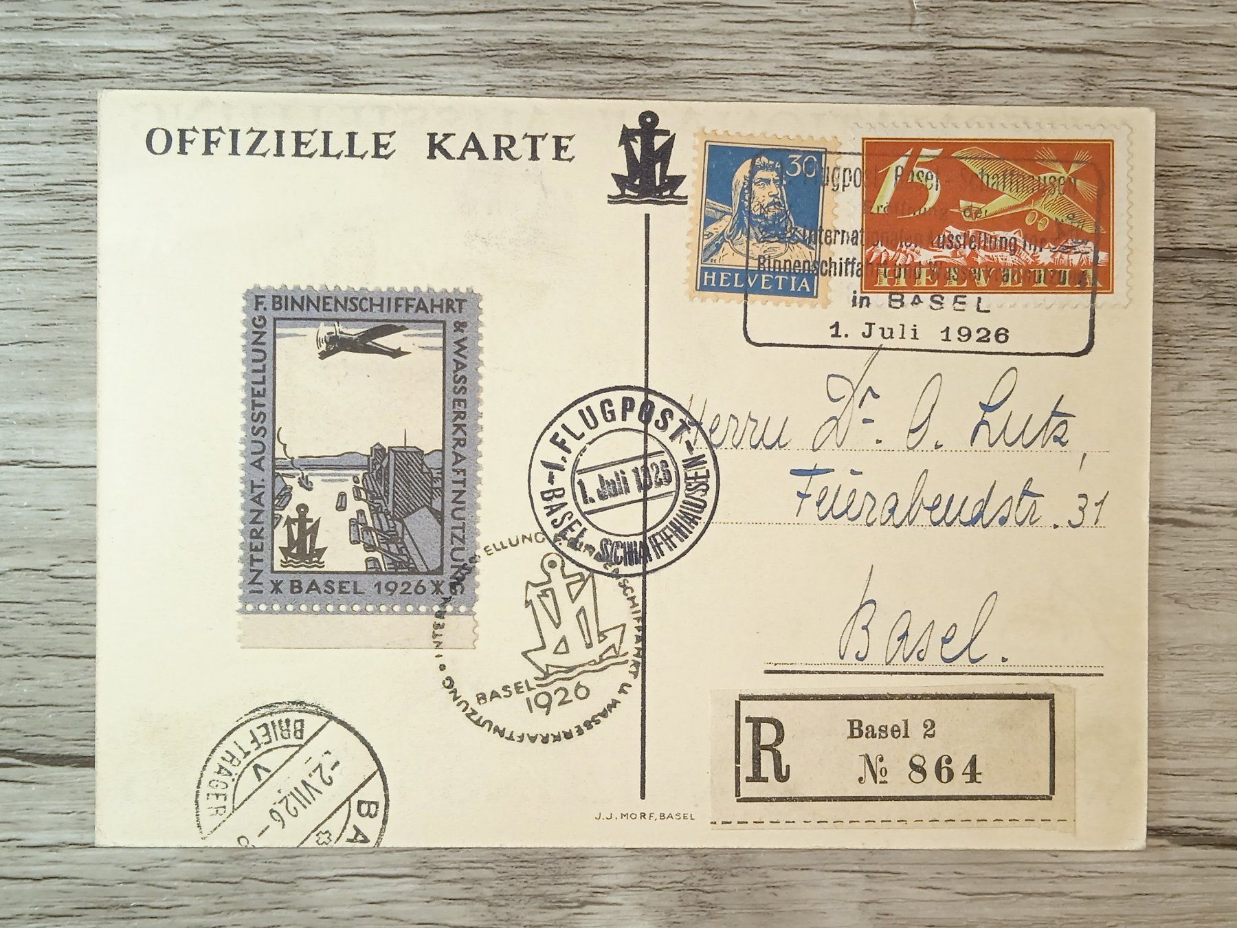Tutti i francobolli: TR54 Carte postale + Timbre Suisse 1926 – Usato da Cousset venduto da Patrick_Collections