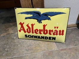 Adlerbräu Schwanden Emailleschild Glarus Bier Bierschild Bar