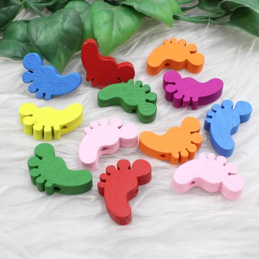 Perlen (unechte): 50 x perles pieds en bois bébé – Neu und originalverpackt aus Gurmels von Swisspod