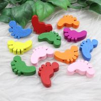 50 x perles pieds en bois bébé