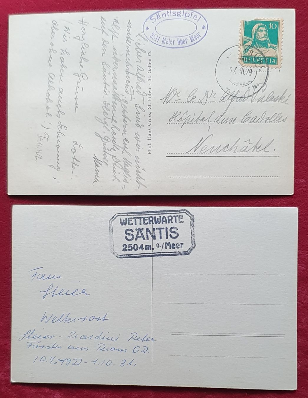 Cartoline postali: 2 Ansichtskarte - Wetterwart Säntis – Usato da Kreuzlingen venduto da Rschweiz1 1