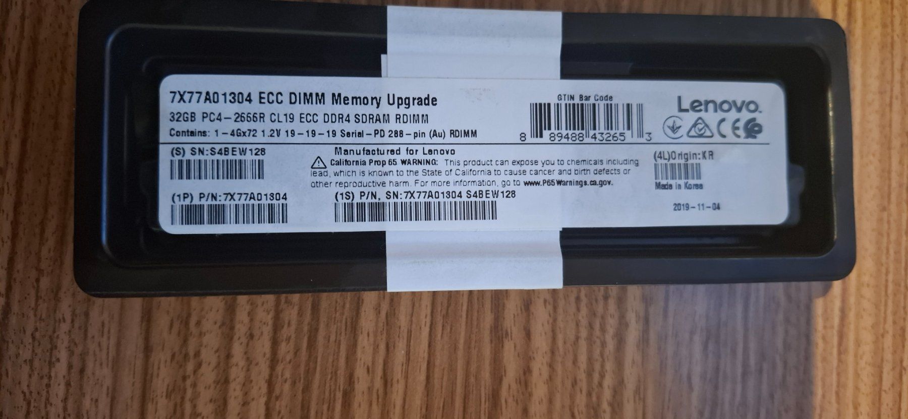 Lenovo Memoria / RAM: Lenovo 7X77A0 1304  ECC DIMM Memory Upgrade 32GB – Nuovo e nell'imballaggio originale da Bibern SH venduto da Rolf550 1