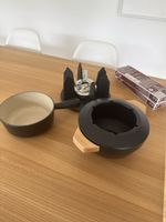 Le Creuset Fondue Set Gusseisen schwarz Durchmesser 18 cm