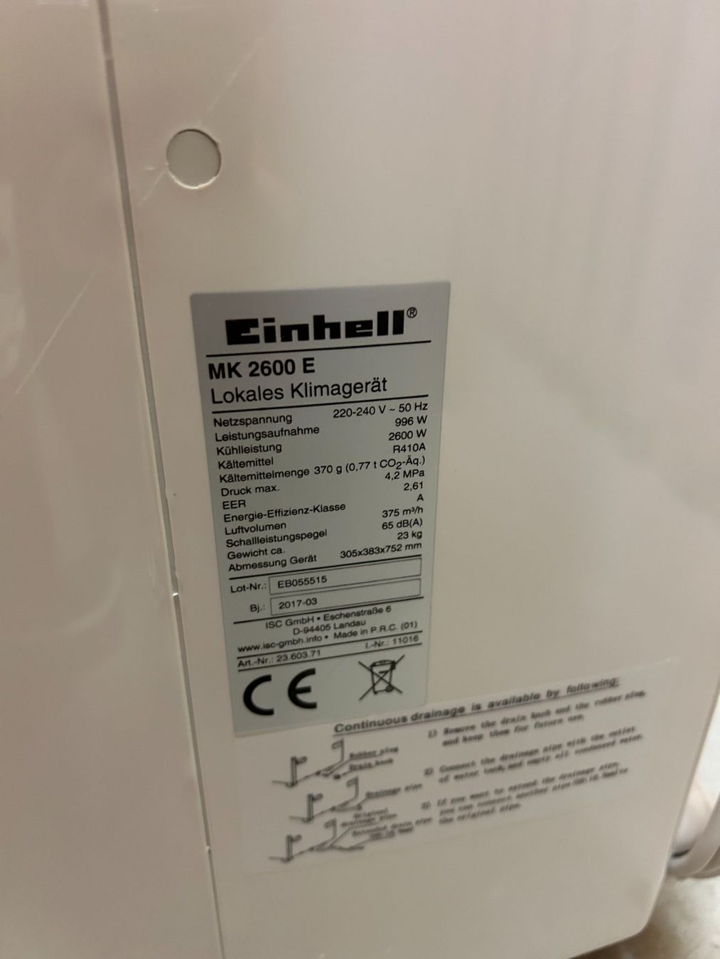 Einhell Condizionatori: Mobile Klimaanlage Einhell MK 2600 E - Sommerhitze Ade! – Usato da Kollbrunn venduto da stsimi99 2