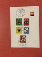 Pro Juventute Briefmarken 1956 Ersttag mit Grusskarte
