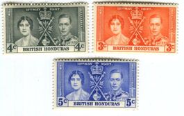 Briefmarken "König Georg VI. & Queen Mum". Britisch-Honduras