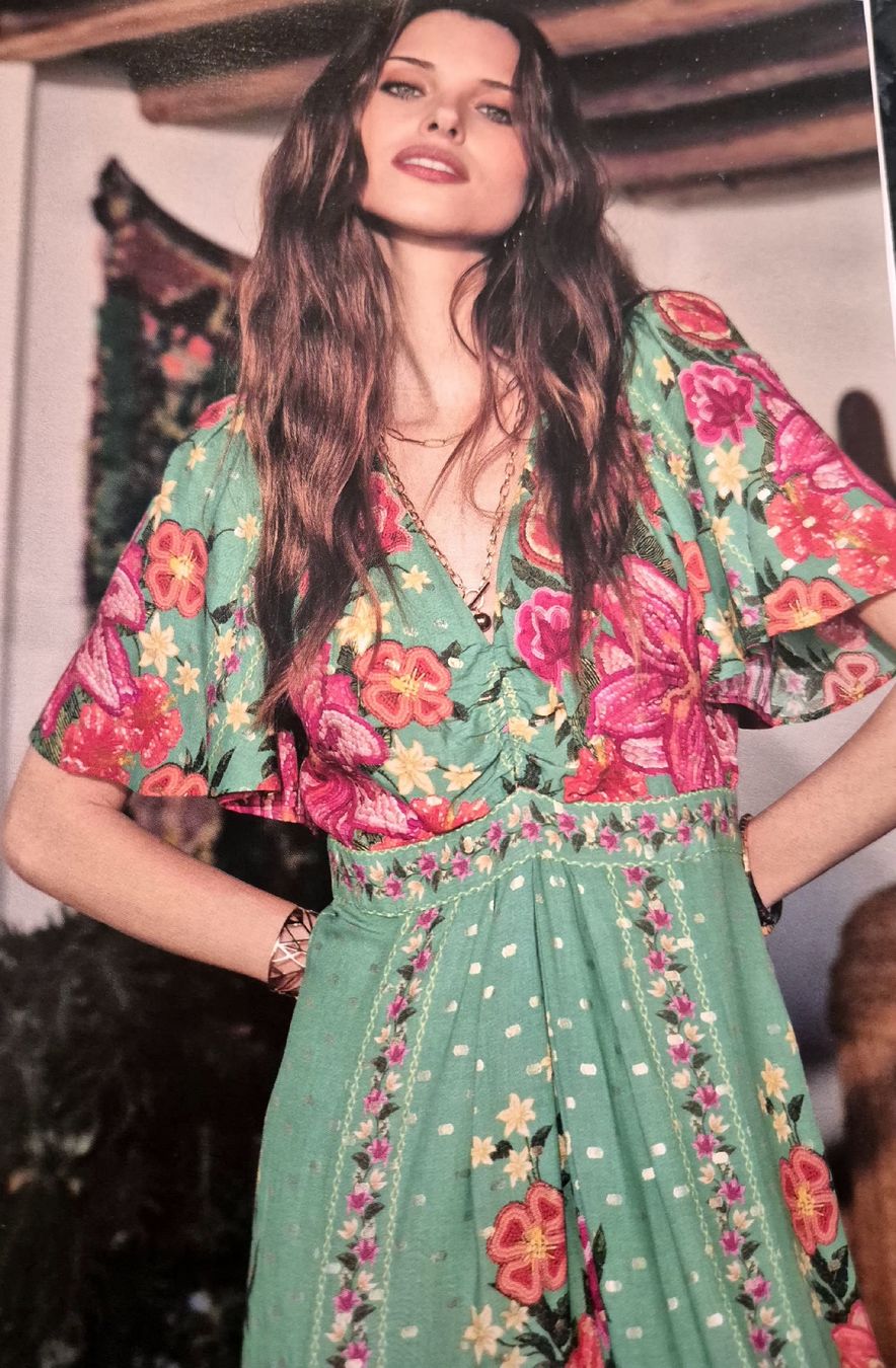 Vestiti: Robe taille 36 neuve, imprimé vert et rose – Nuovo e nell'imballaggio originale da Carrouge VD venduto da sar_2ncs 2