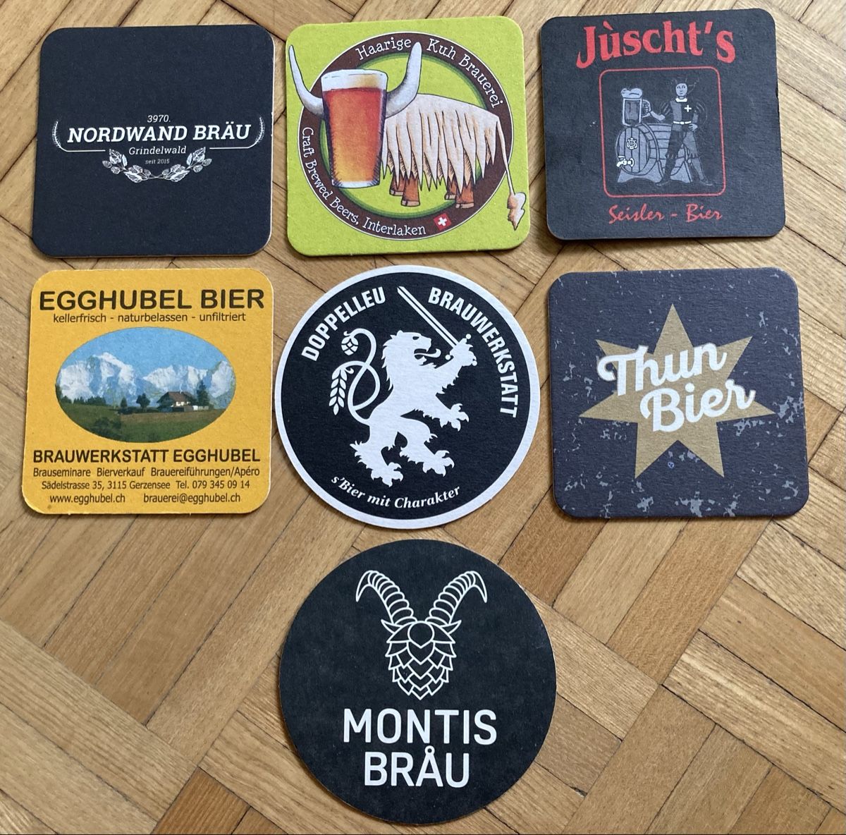Untersetzer: Bierdeckel von 7 Schweizer Brauereien – Gebraucht aus Thun von Alpen69