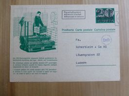 Ganzsache, Wertziffer durchgestrichen, gelaufen