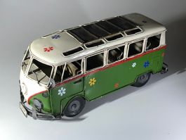 Metall Bulli Bus - Flower Power /Hippie Deko / 32x12x15cm