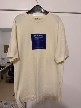 Zara T-Shirt Gelb Blue-1979 Print Grösse M Top Zustand