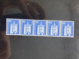 Schweiz 1964 Rollenmarke 50 Rp. Faserpapier 5er-Streifen pfr