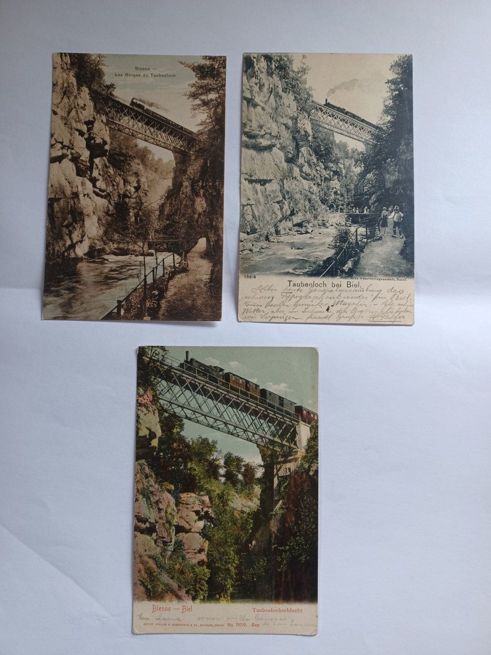 Ansichtskarten: Alte Ansichtskarten, Taubenlochschlucht bei Biel, 3 Stk. – Gebraucht aus Ipsach von rud_9wkq