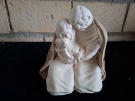 Keramikfigur Eltern mit Kind, Handarbeit, Vintage Deko
