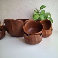 Set de bol fleur salade et fruit teak 1960 vintage