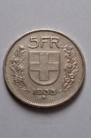 5 FRANKEN SILBERMÜNZE 1933 SEHR SCHÖN