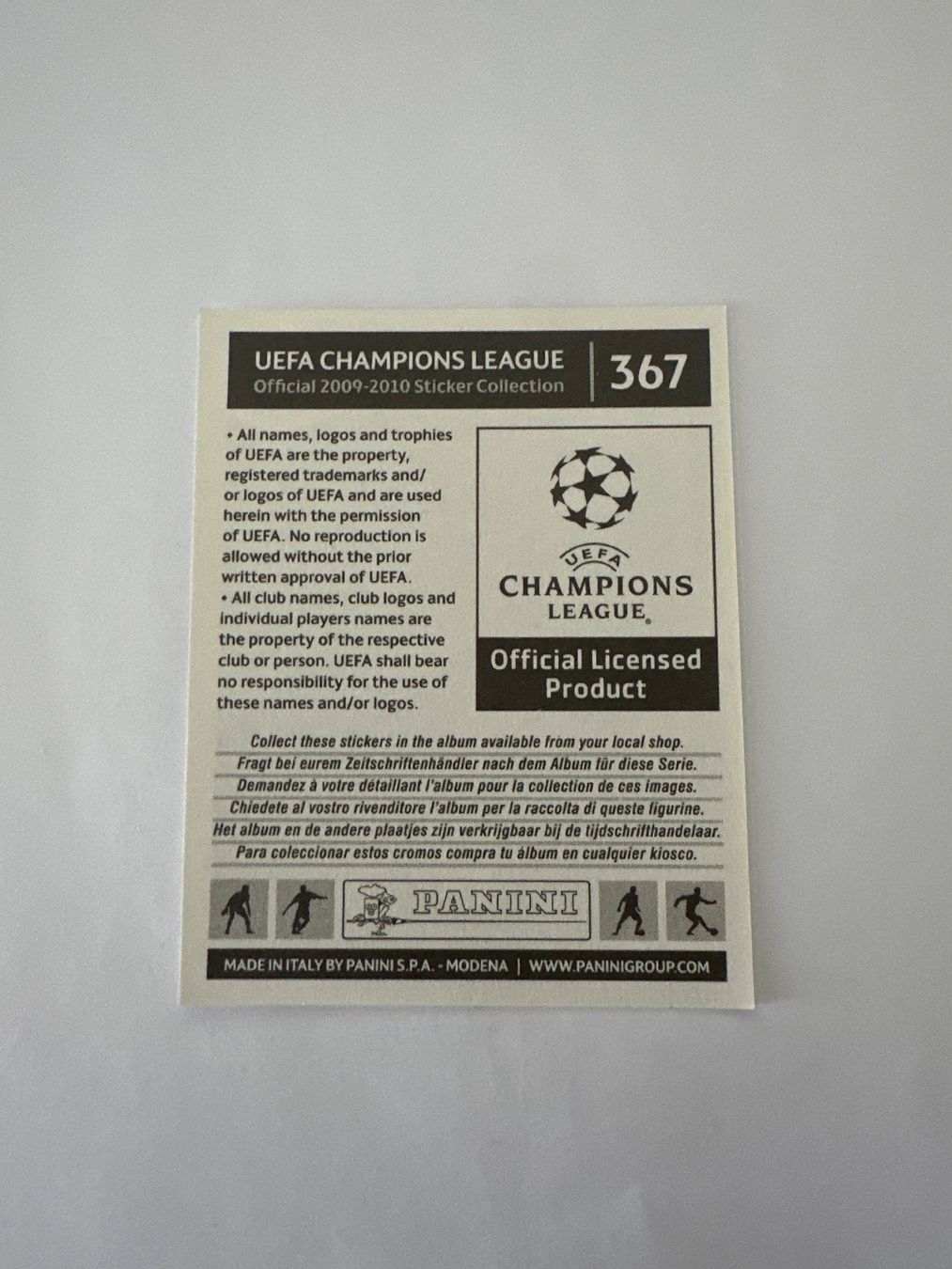 Panini Sammelbilder & Trading cards: Panini UEFA Champions League 2009-2010 - Nr. 367 – Gebraucht aus Sulz AG von DealWerk 1