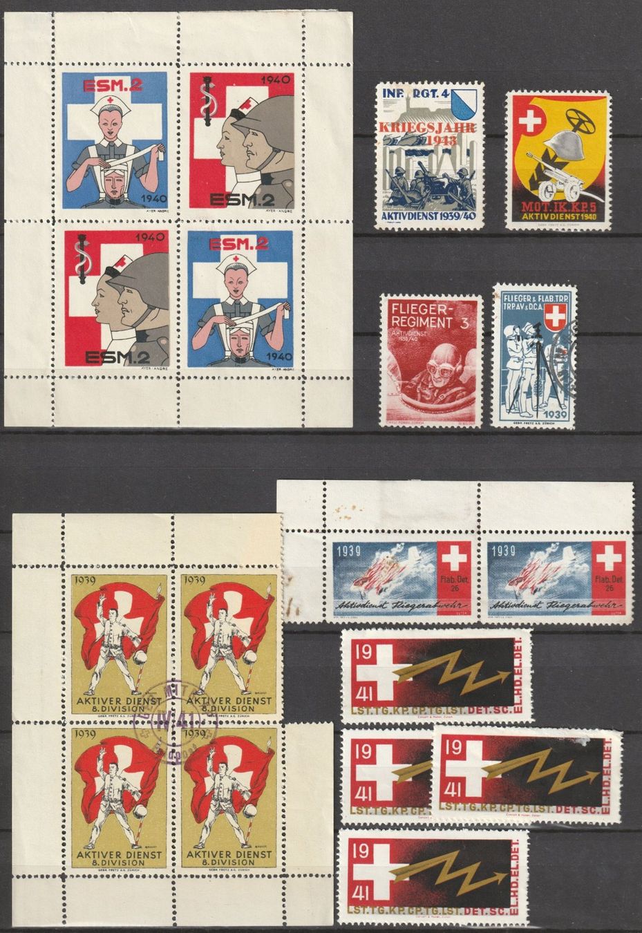 Alle Briefmarken: 10 Einzelmarken und 2 Bögli, gest./ungest. – Gebraucht aus Turgi von Mato8