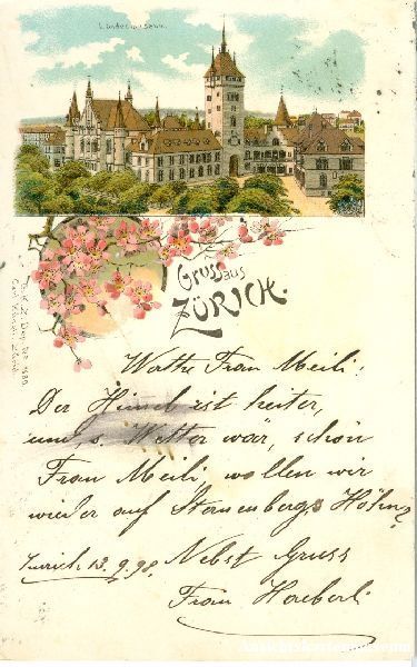 Cartoline postali: Zürich - Gruss aus ... Litho + 1898 – Usato da Emmenbrücke venduto da teestube