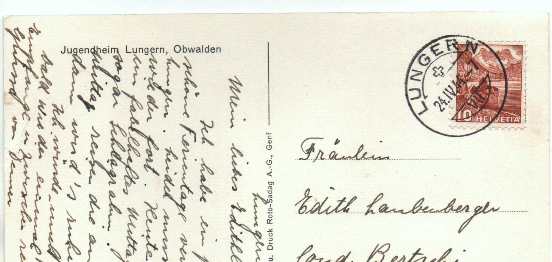 Ansichtskarten: LUNGERN Jugendheim – Gebraucht aus Jona von philajona 1