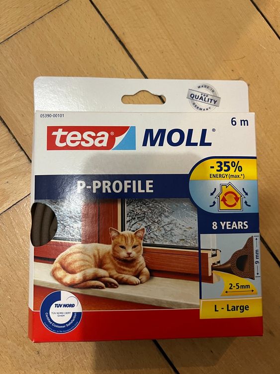 Tesa Fenster- und Türdichtung tesamoll® P-Profil 6m L 2-5mm