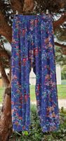 Hose Stoff weit/luftig,Gummizug,blau/Blumen,bequem,Gr.40/42