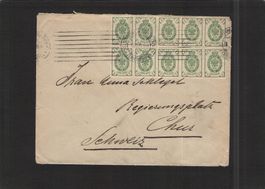 Beleg Finnland - Chur , 8.Xl.1908 , 10er Block