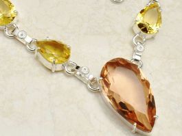 Morganite Citrine Gemstone Ethnic Handmade Necklace Jewelry