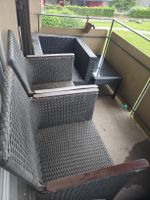 Loungemoebel Set Balkon Garten Polyrattan Grau 4 Teile