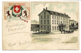 Herisau (AR) Gasthof zum Landhaus - Wappen  Präge-Litho 1909