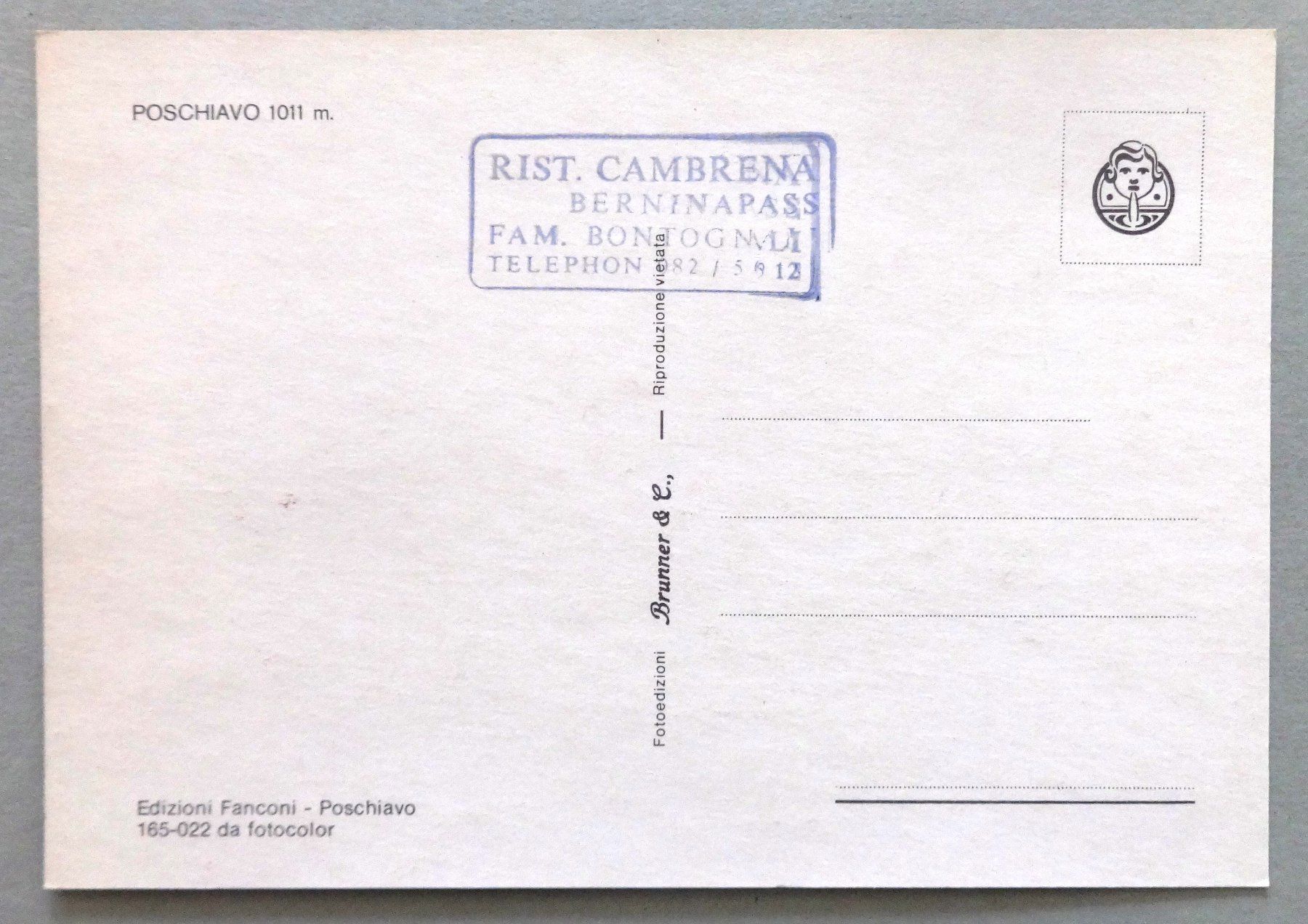 Cartoline postali: Poschiavo 1011 m. – Usato da Fétigny venduto da Billy2miny 1