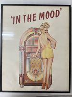 Poster "In The Mood" Pin-up Jukebox 1982 schwarz gerahmt 54x
