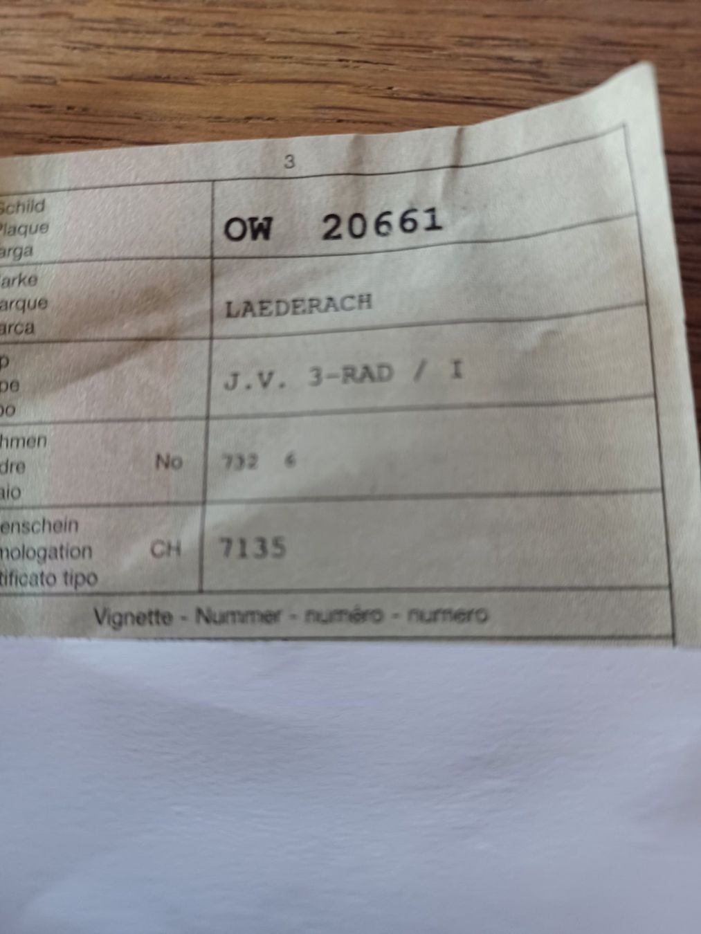 Sachs Ciclomotori: 3 Rad Mofa Läderach J.V 3 Rad/I – Usato da Alpnach Dorf venduto da  5