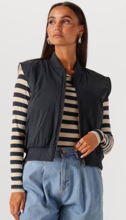by-bar wandbares Gilet Fellweste blau beige XS kurz