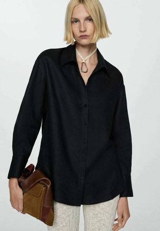 Schwarze Leinenbluse Mango, XS (neu)