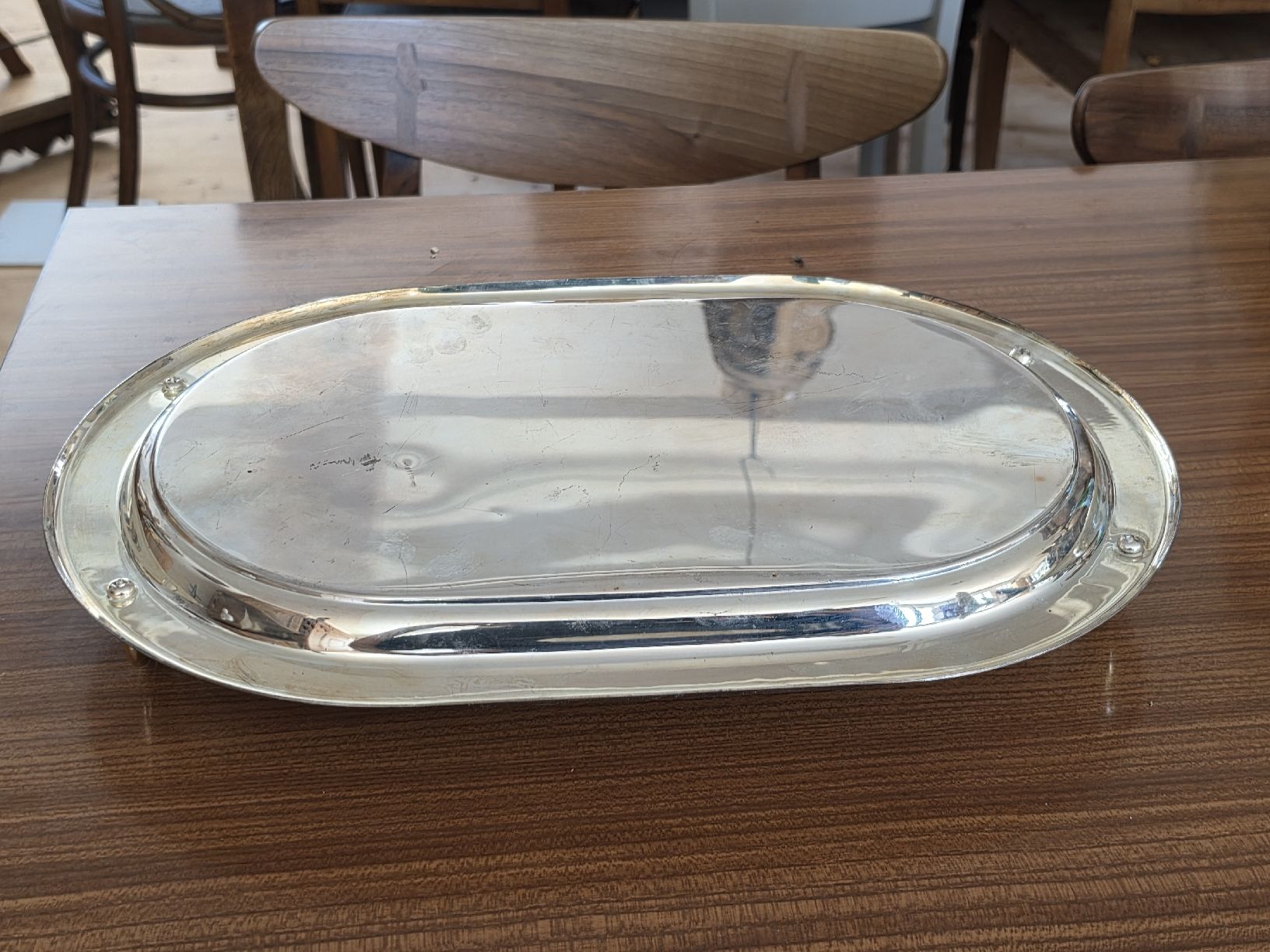 Piatti di portata: Tablett oval mit Griffen versilbert gebraucht – Usato da Mettlen venduto da elios0888 8